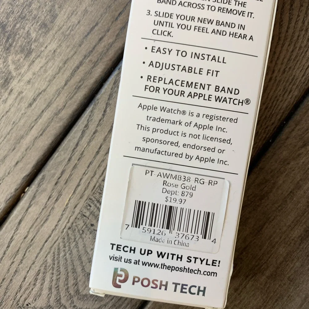 Posh Tech Stainless Steel Mesh Replacement Band for Apple Watch - Rose Gold